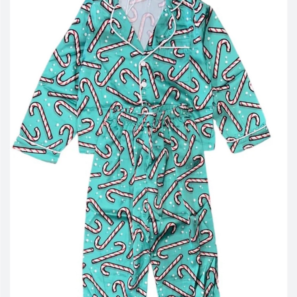 Tweenstyle Aqua Candy Cane Kids Pajama Set